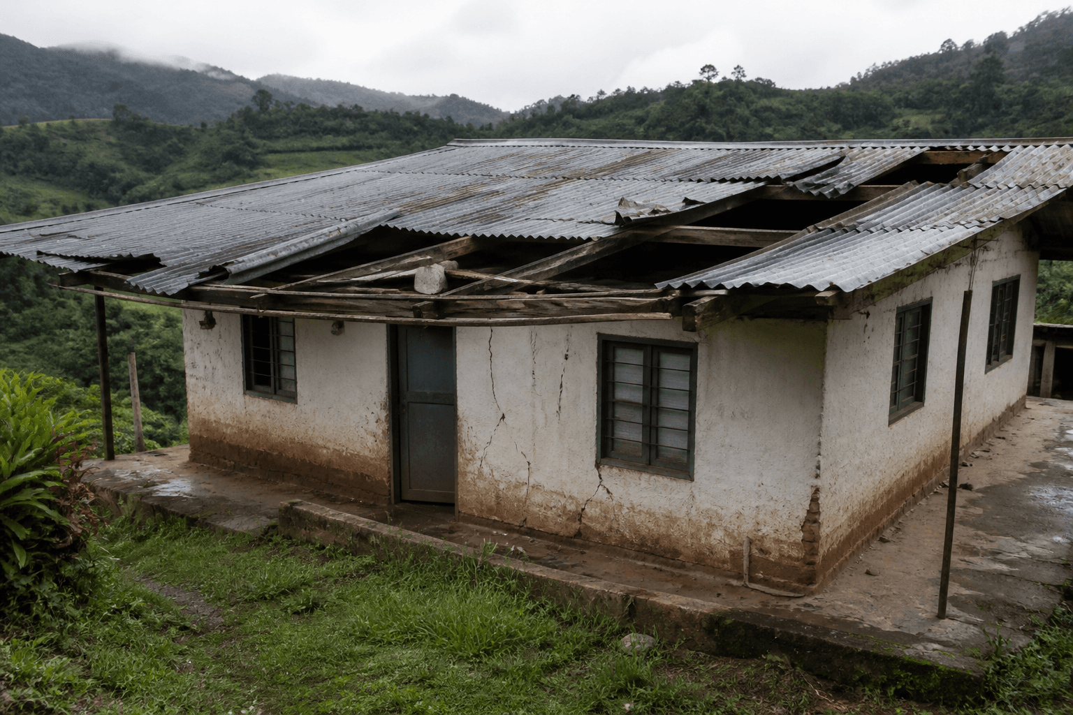 Vivienda rural con cubierta deteriorada